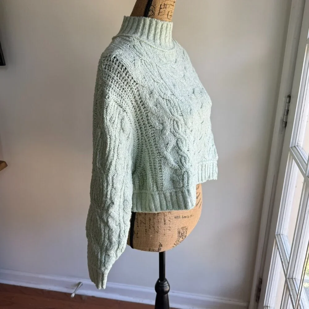 Free People - Merry Go Round Cable-Knit Sweater Mint - Women’s S​​